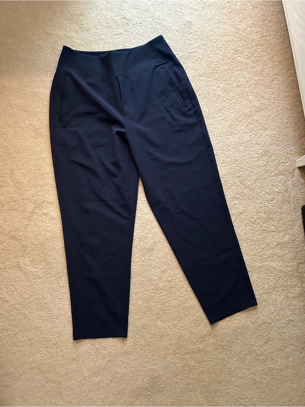Athleta Navy Cropped Pull-On Tapered Pants